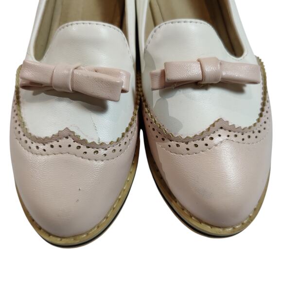 Galo Regalo Size EU 36 US 6 Pink Saddle Shoe Spectator Oxford Brogue Loafer - Picture 3 of 8